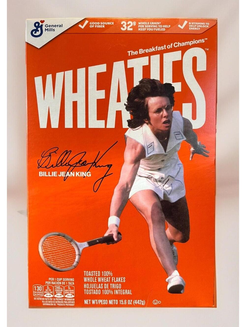 BILLIE JEAN KING and WHEATIES Limited Edition Collectors Box Tennis Gay Icon